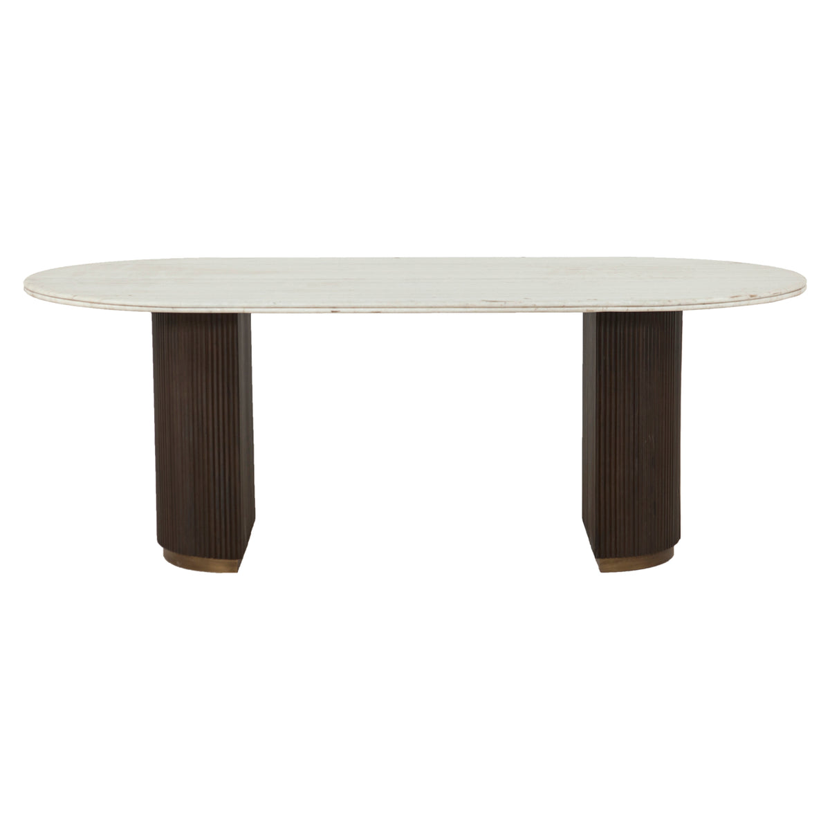Eettafel Mayfield bruin metaal 210 cm, vooraanzicht op witte achtergrond