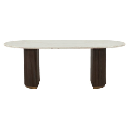Eettafel Mayfield bruin metaal 210 cm, vooraanzicht op witte achtergrond