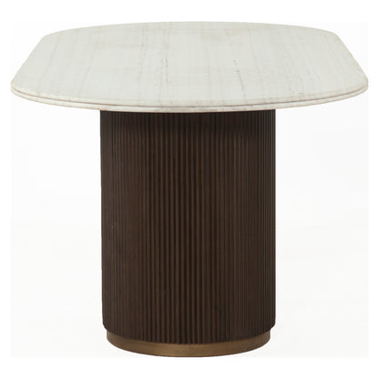 Eettafel Mayfield bruin metaal 210 cm, zijaanzicht op witte achtergrond