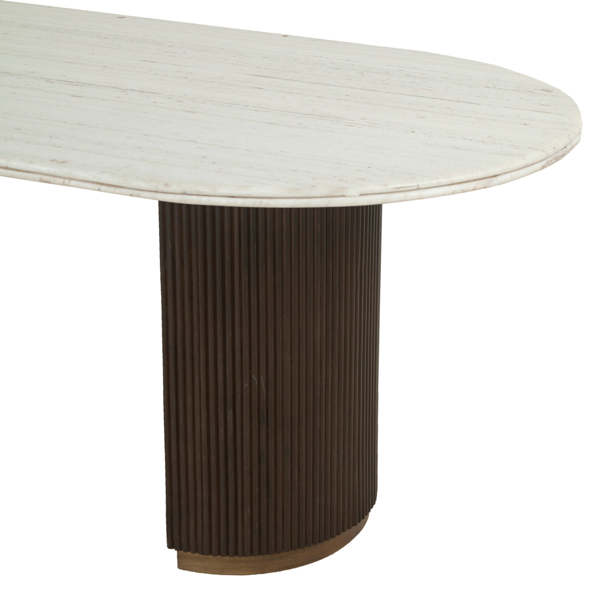 Eettafel Mayfield bruin metaal 210 cm, detail van het materiaal