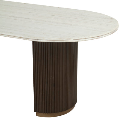 Eettafel Mayfield bruin metaal 210 cm, detail van het materiaal
