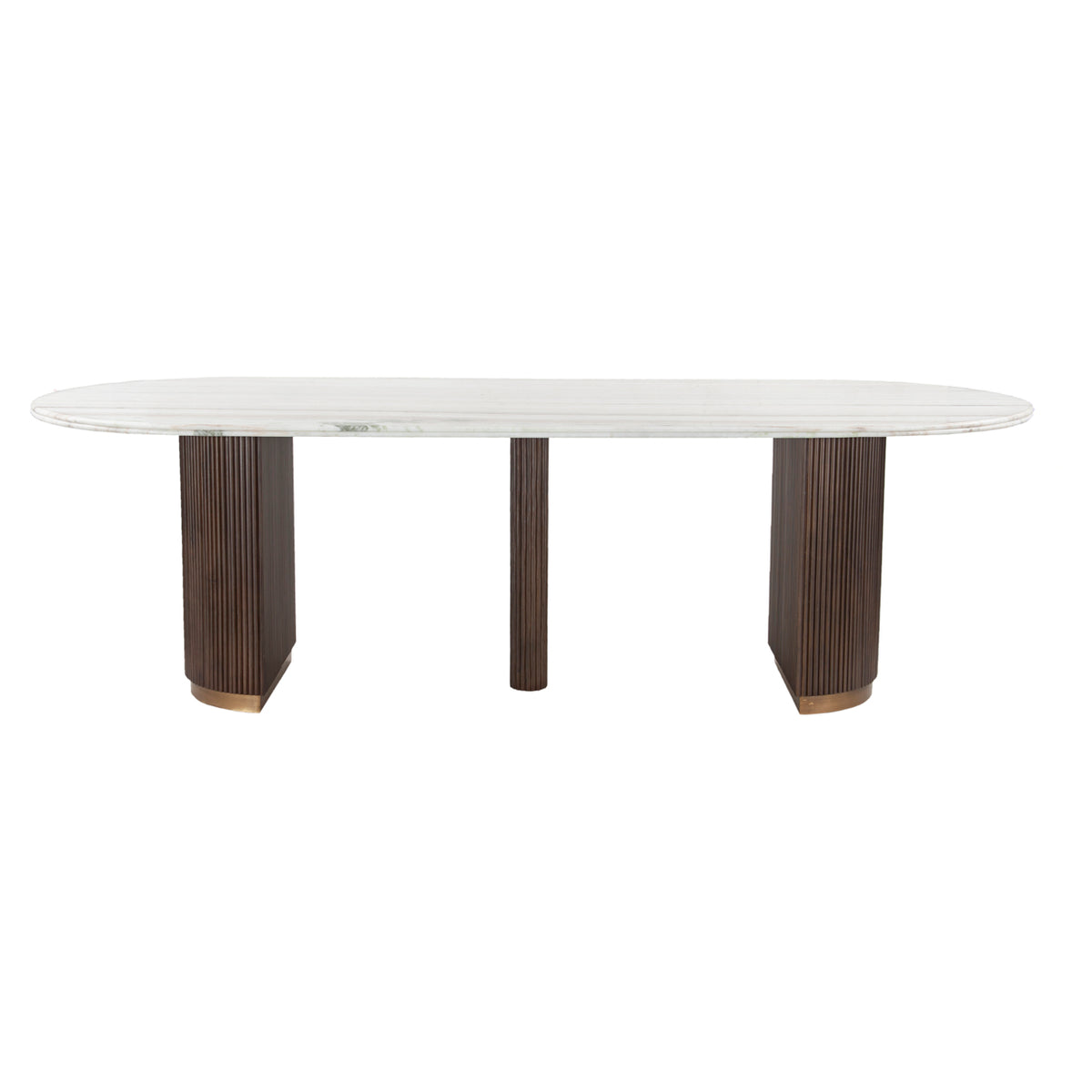 Eettafel Mayfield bruin metaal 250 cm, vooraanzicht op witte achtergrond