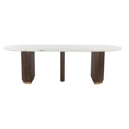Eettafel Mayfield bruin metaal 250 cm, vooraanzicht op witte achtergrond