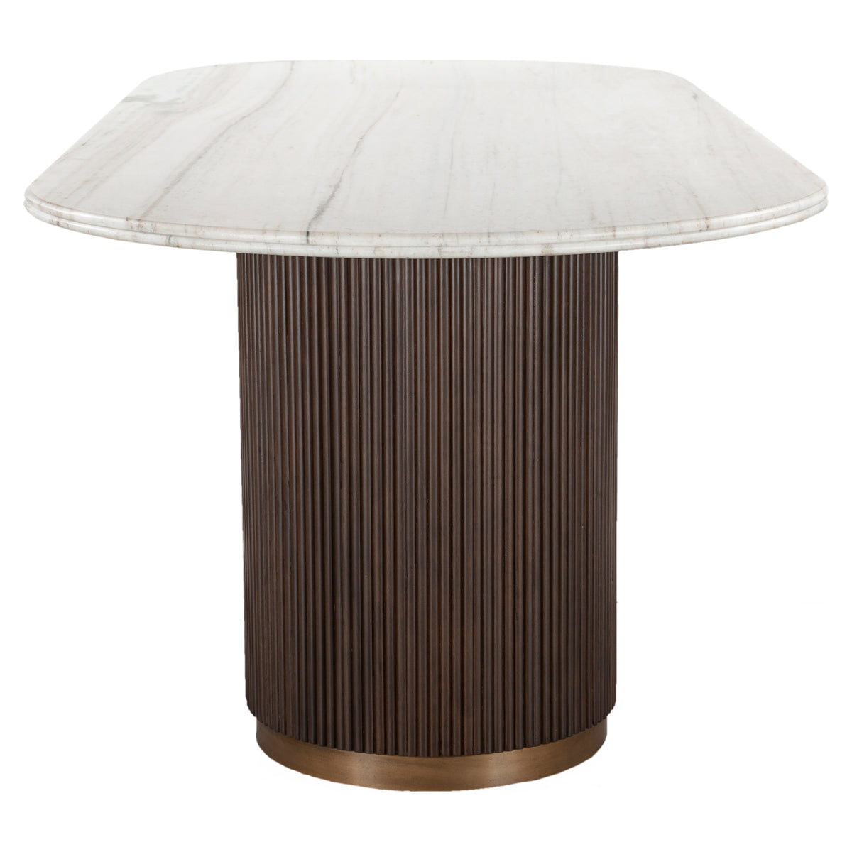 Eettafel Mayfield bruin metaal 250 cm, zijaanzicht op witte achtergrond