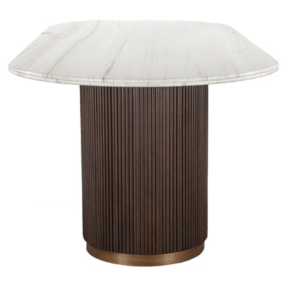 Eettafel Mayfield bruin metaal 250 cm, zijaanzicht op witte achtergrond