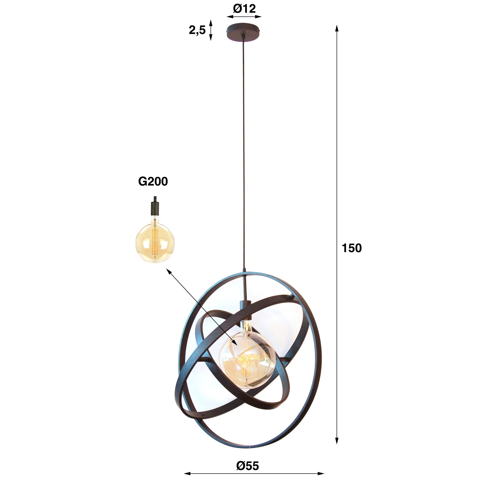 Hanglamp Galaxy | Verstelbaar | Artic Zwart