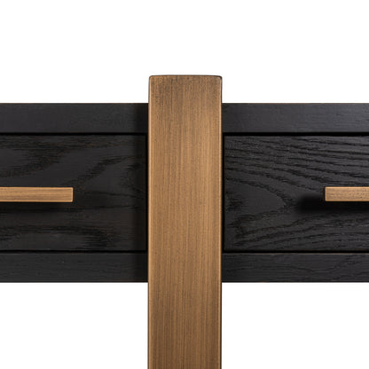 Dressoir Cambon bruin eikenhout, detail van het materiaal