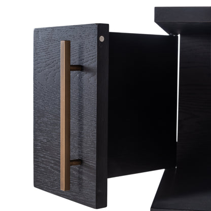 Wandkast Cambon bruin eikenhout, detail van de functie