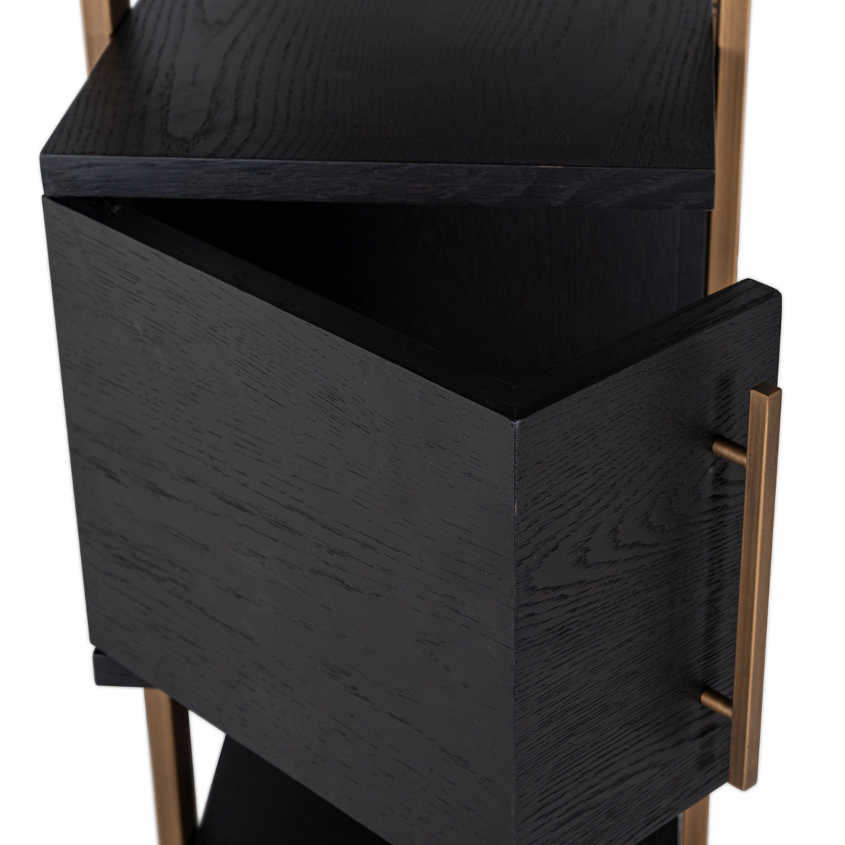 Wandkast Cambon bruin eikenhout, detail van de functie