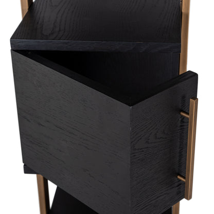 Wandkast Cambon bruin eikenhout, detail van de functie