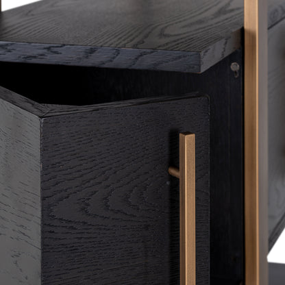 Wandkast Cambon bruin eikenhout, detail van het materiaal