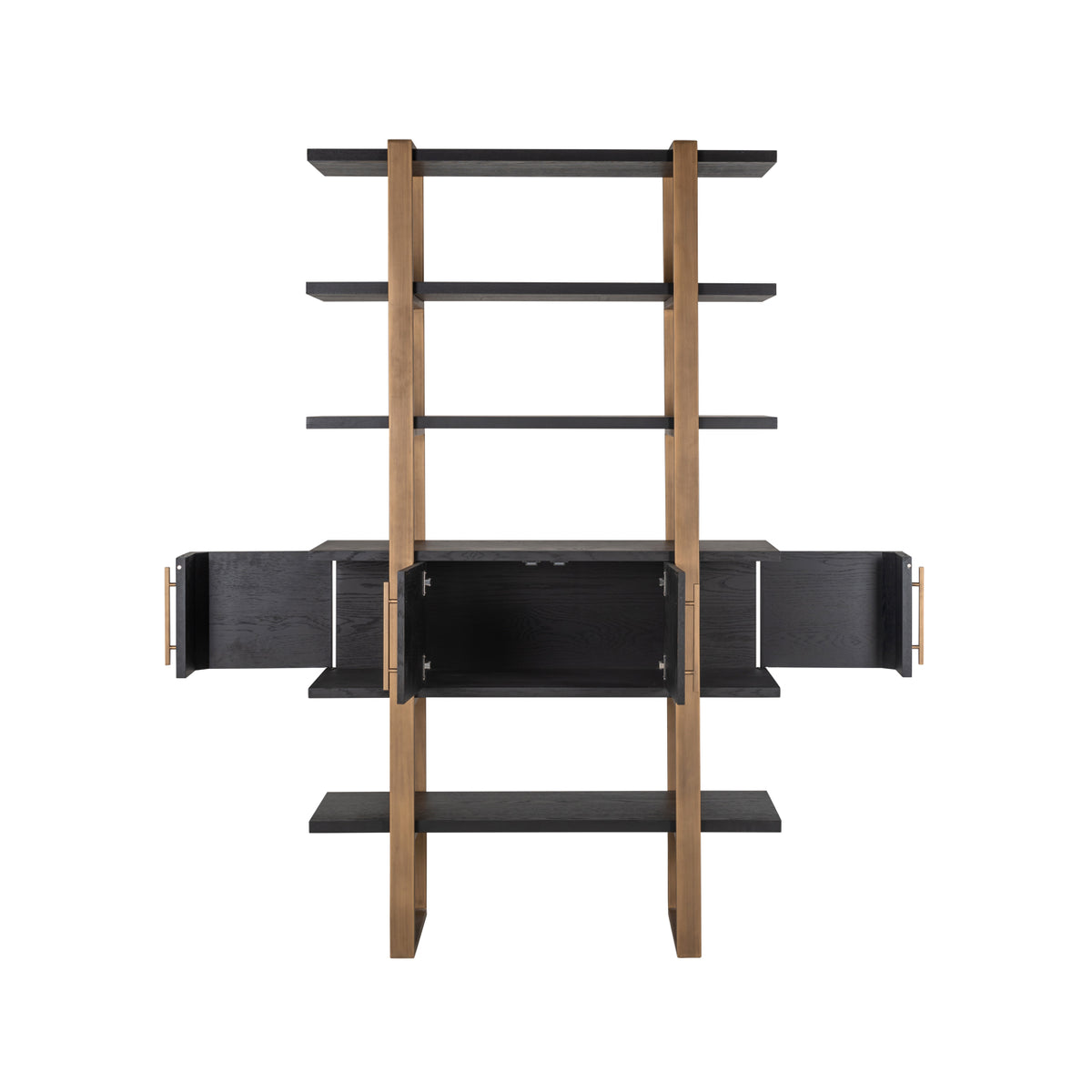 Wandkast Cambon bruin eikenhout, detail van de functie
