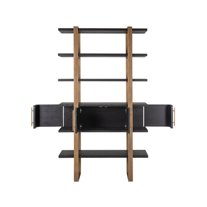 Wandkast Cambon bruin eikenhout, detail van de functie