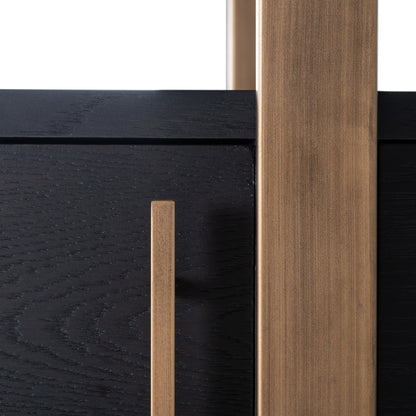 Wandkast Cambon bruin eikenhout, detail van het materiaal