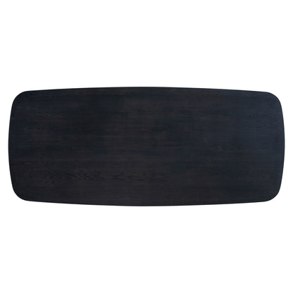 Eettafel Cambon donkerbruin eiken fineer 230 cm, bovenaanzicht op witte achtergrond