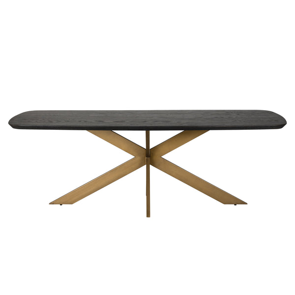 Eettafel Cambon donkerbruin eiken fineer 230 cm, vooraanzicht op witte achtergrond