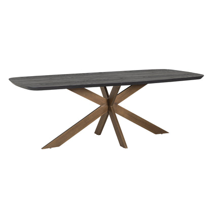 Eettafel Cambon donkerbruin eiken fineer 230 cm, schuin vooraanzicht op witte achtergrond