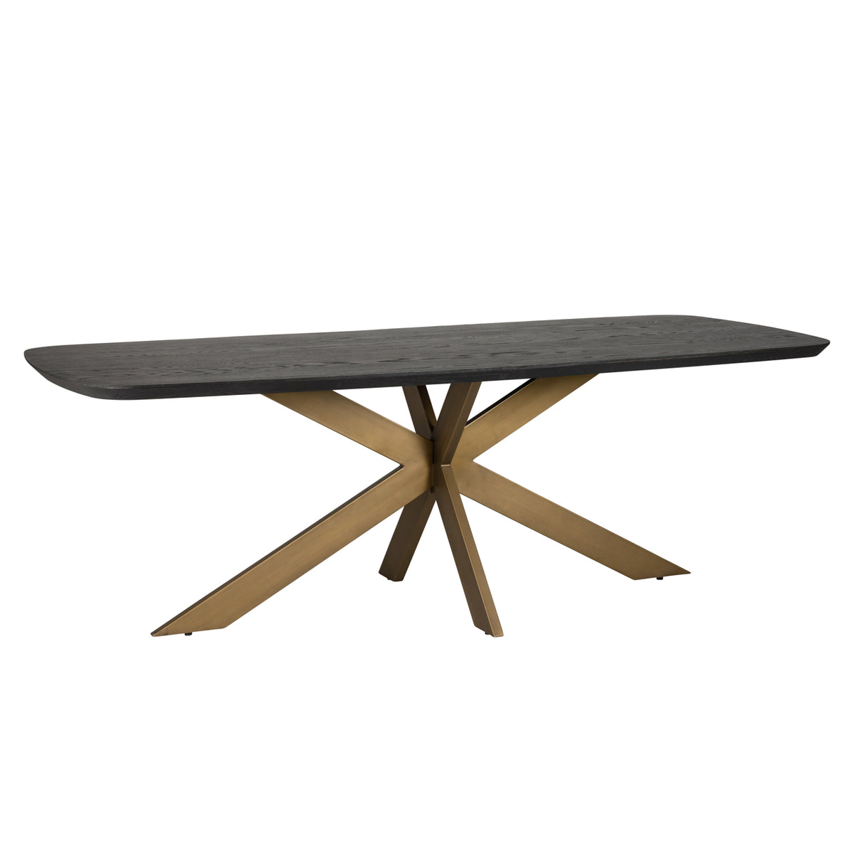 Eettafel Cambon donkerbruin eiken fineer 280 cm, schuin vooraanzicht op witte achtergrond