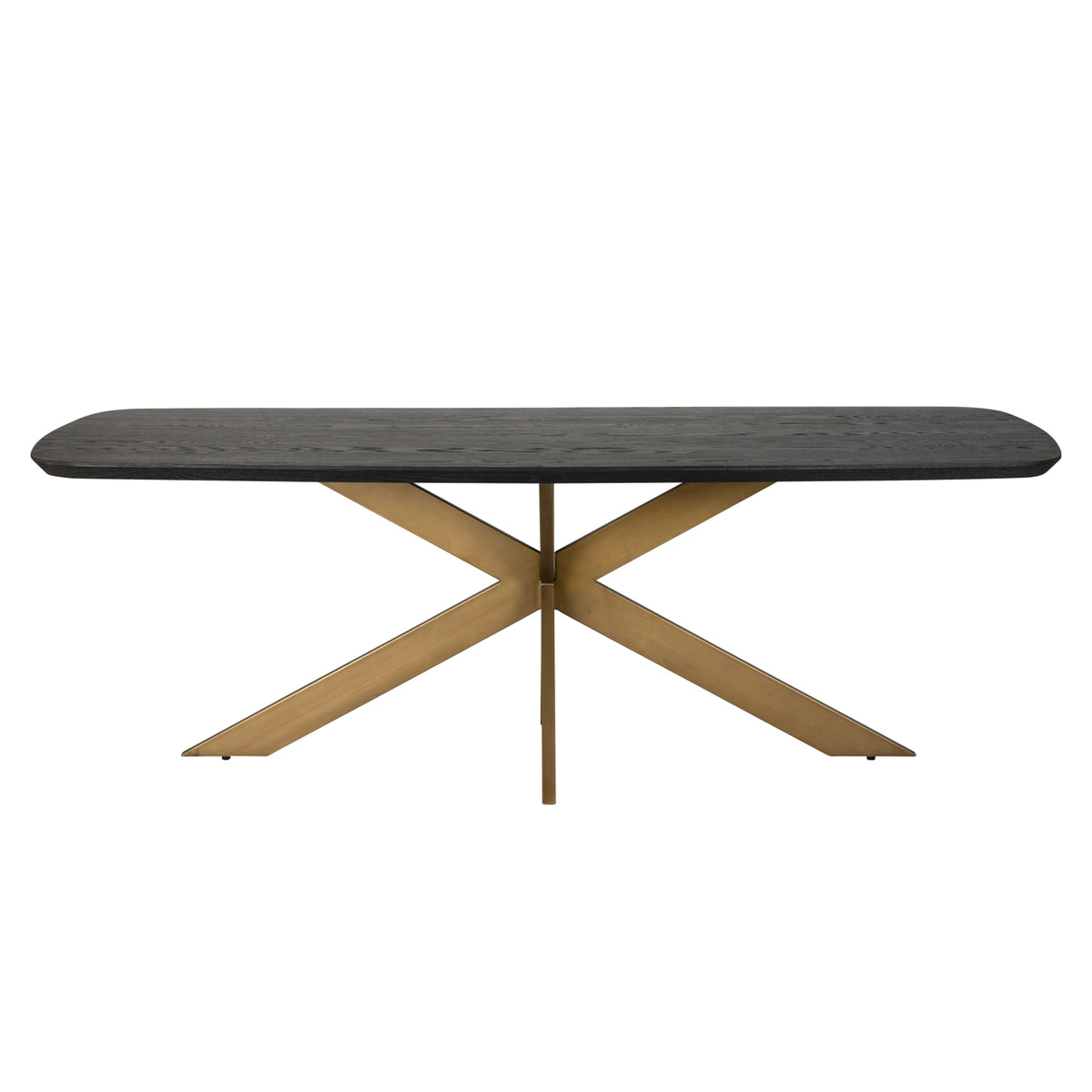 Eettafel Cambon donkerbruin eiken fineer 280 cm, vooraanzicht op witte achtergrond