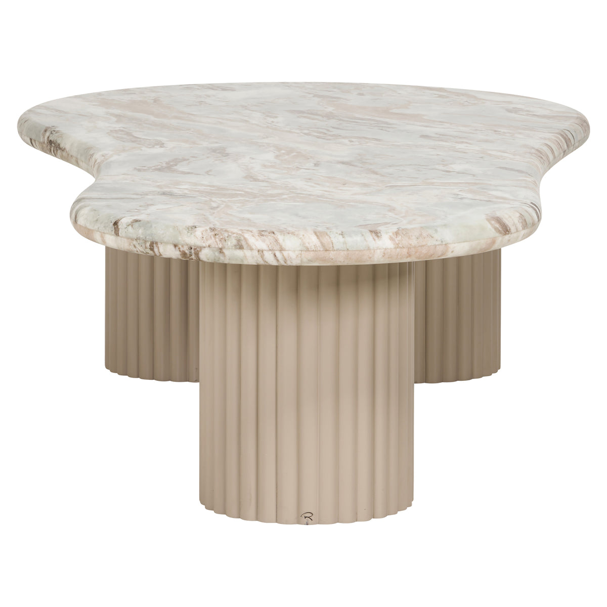 Salontafel Coronel beige mdf, vooraanzicht op witte achtergrond