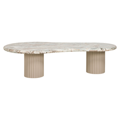 Salontafel Coronel beige mdf, zijaanzicht op witte achtergrond