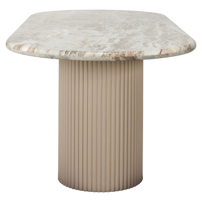 Eettafel Coronel beige mdf, zijaanzicht op witte achtergrond