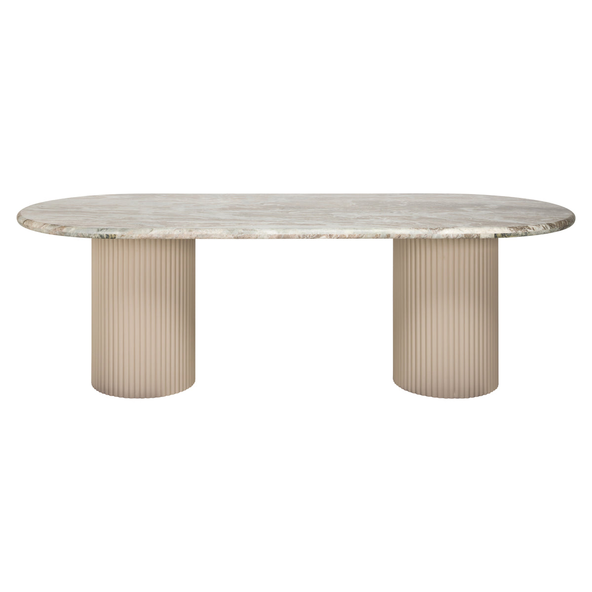 Eettafel Coronel beige mdf, vooraanzicht op witte achtergrond