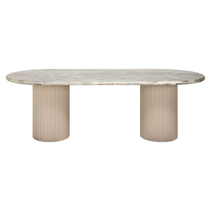 Eettafel Coronel beige mdf, vooraanzicht op witte achtergrond