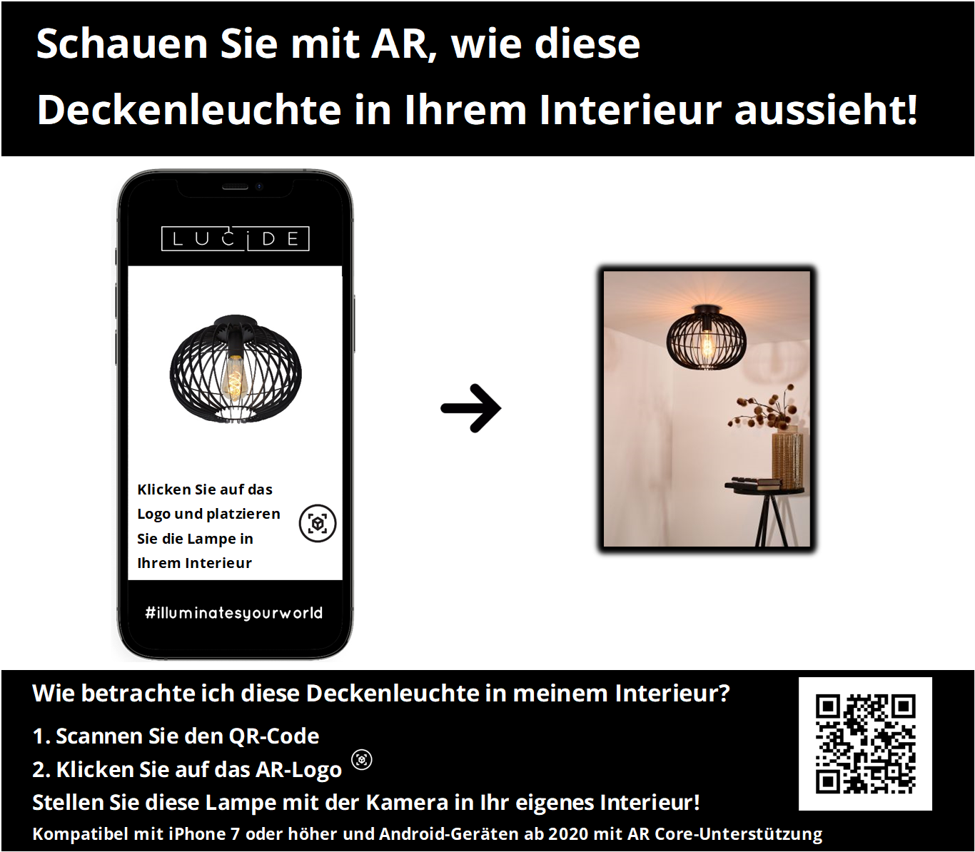 Plafonnière Reda | Ø 32 cm | Zwart