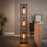 Vloerlamp Tower Smoke | 3 lampen | Zwart