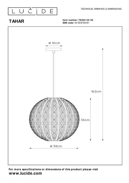 Hanglamp Tahar | Zwart Metaal