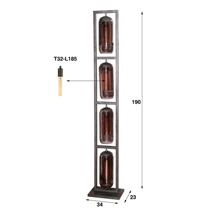 Vloerlamp Tower Smoke | Zwart