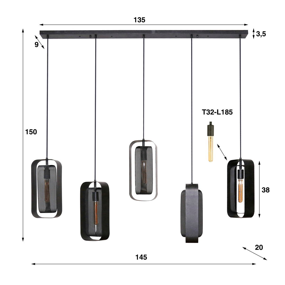 Hanglamp Mesh Rotate | Artic Black Finish