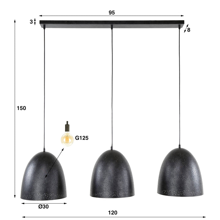 Hanglamp 3L Kosmos | Zwart Metaal