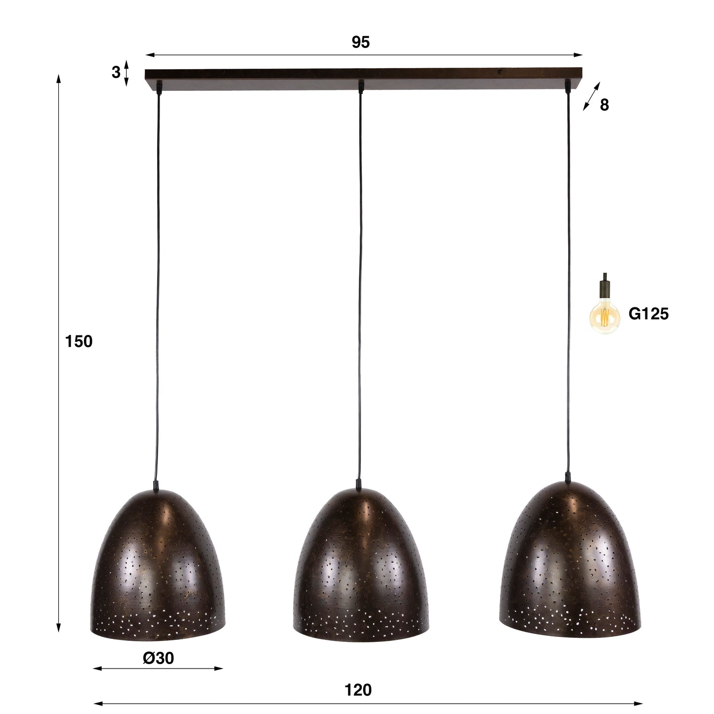 Hanglamp Kosmos | 3 lichts | Urban bruin
