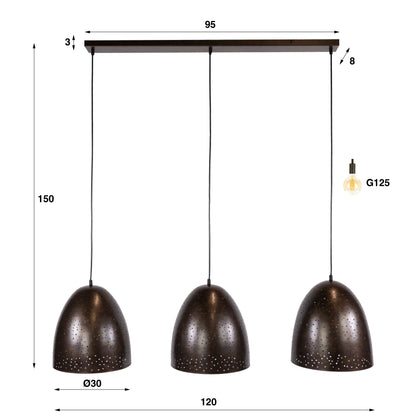 Hanglamp Kosmos | 3 lichts | Urban bruin
