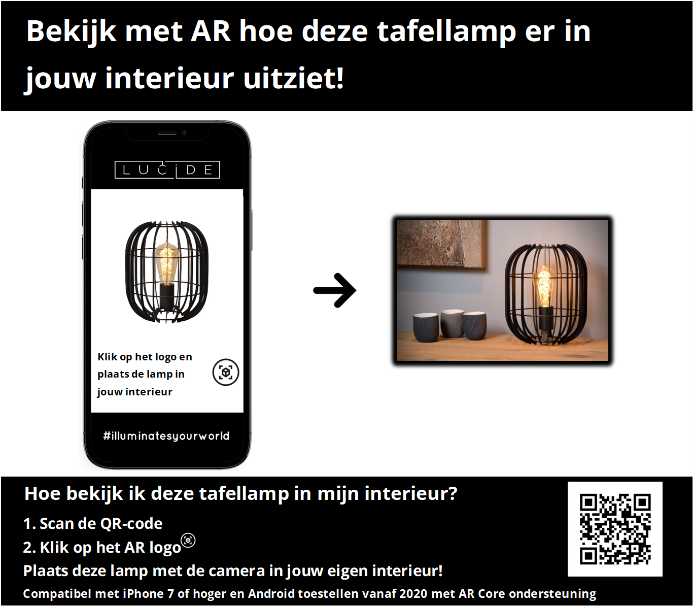 Tafellamp Reda | Ø | Zwart