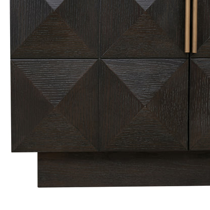 Dressoir Claremont bruin eikenhout 170 cm, detail van het materiaal