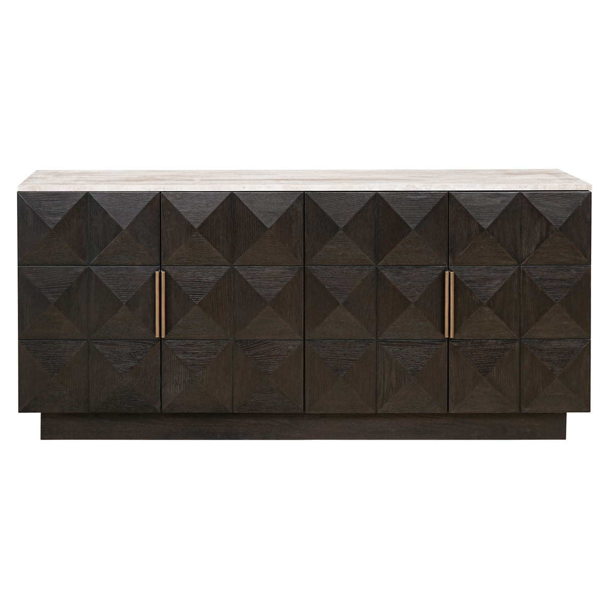 Dressoir Claremont bruin eikenhout 170 cm, vooraanzicht op witte achtergrond