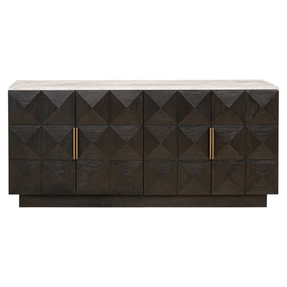 Dressoir Claremont bruin eikenhout 170 cm, vooraanzicht op witte achtergrond