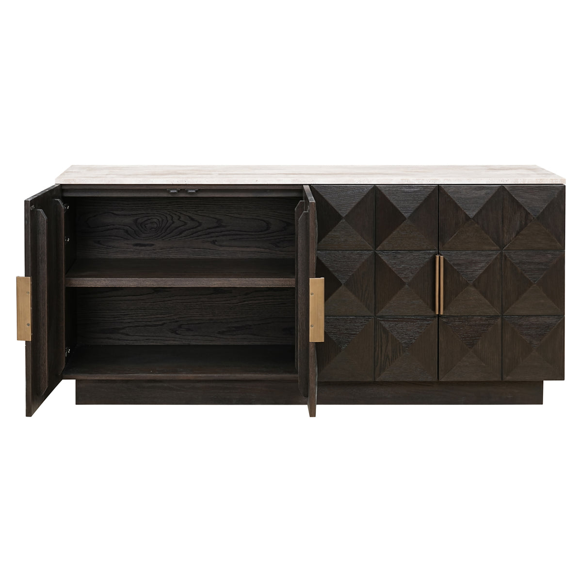 Dressoir Claremont bruin eikenhout 170 cm, detail van de functie