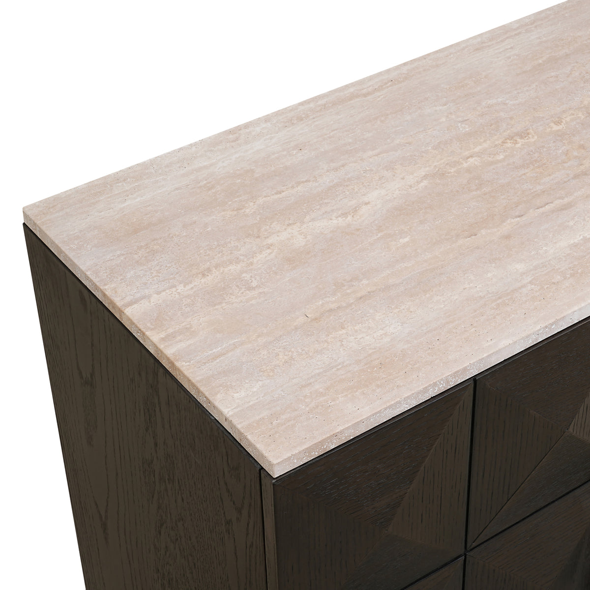 Dressoir Claremont bruin eikenhout 170 cm, detail van het materiaal