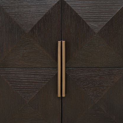 TV-meubel Claremont bruin eikenhout, detail van het materiaal