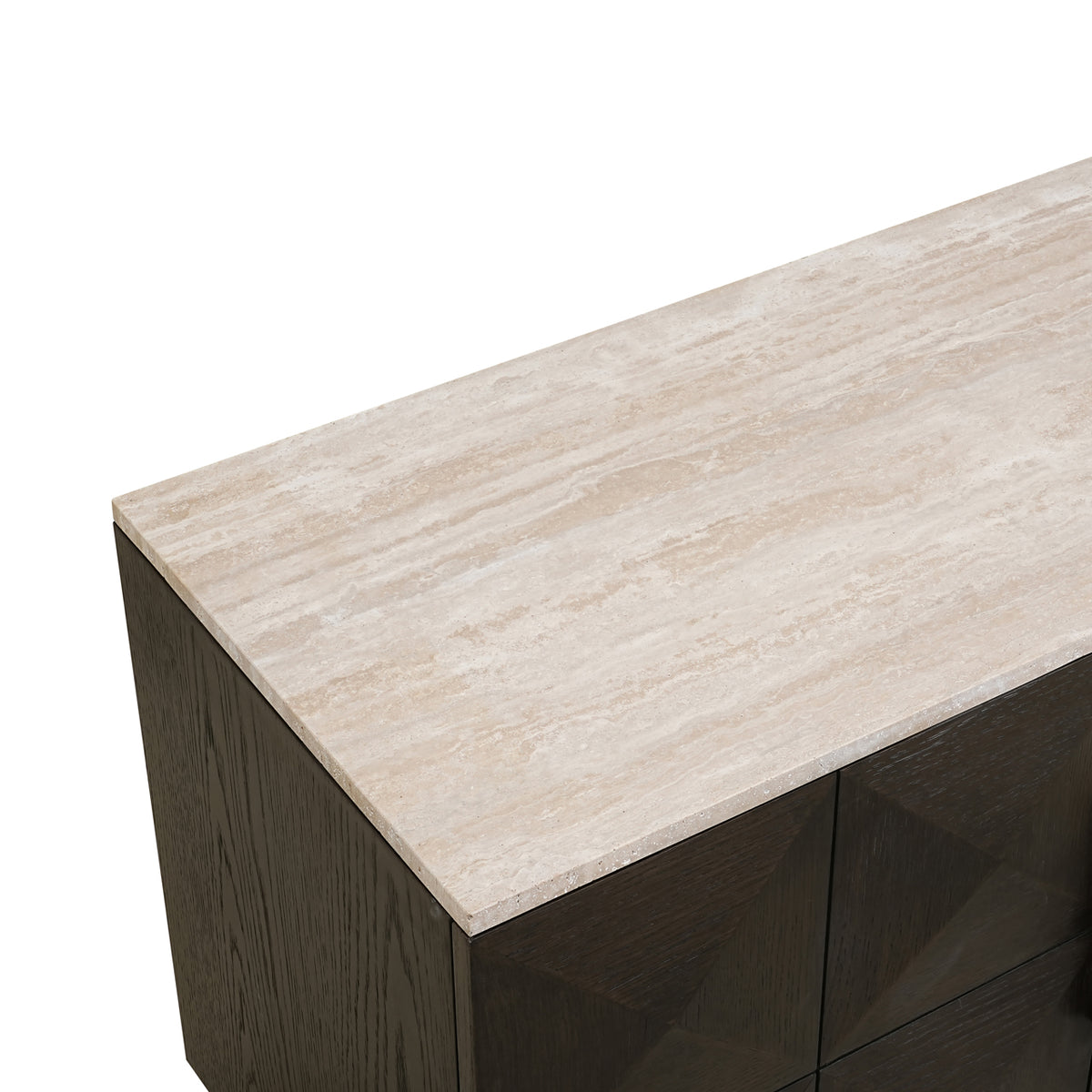 TV-meubel Claremont bruin eikenhout, detail van het materiaal
