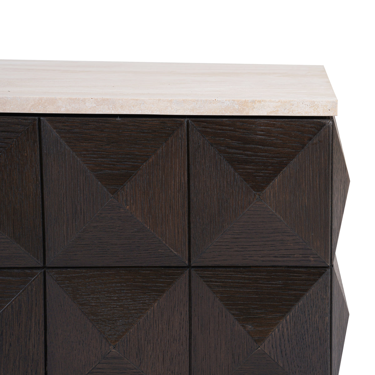 Salontafel Claremont bruin eikenhout, detail van het materiaal