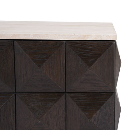 Salontafel Claremont bruin eikenhout, detail van het materiaal