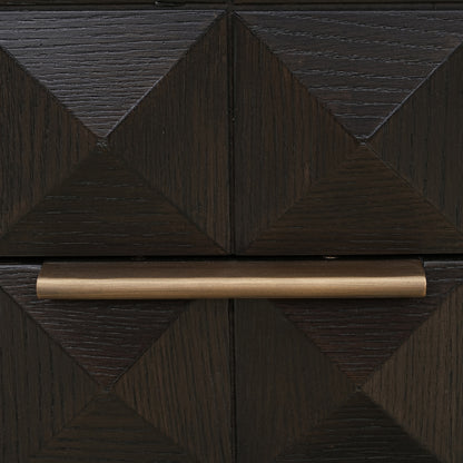 Nachtkast Claremont bruin eikenhout, detail van het materiaal
