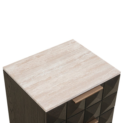 Nachtkast Claremont bruin eikenhout, detail van het materiaal