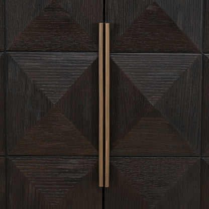 Opbergkast Claremont bruin eikenhout, detail van het materiaal
