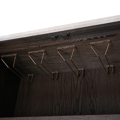 Opbergkast Claremont bruin eikenhout, detail van het materiaal
